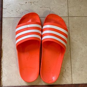 Orange Adidas Slides